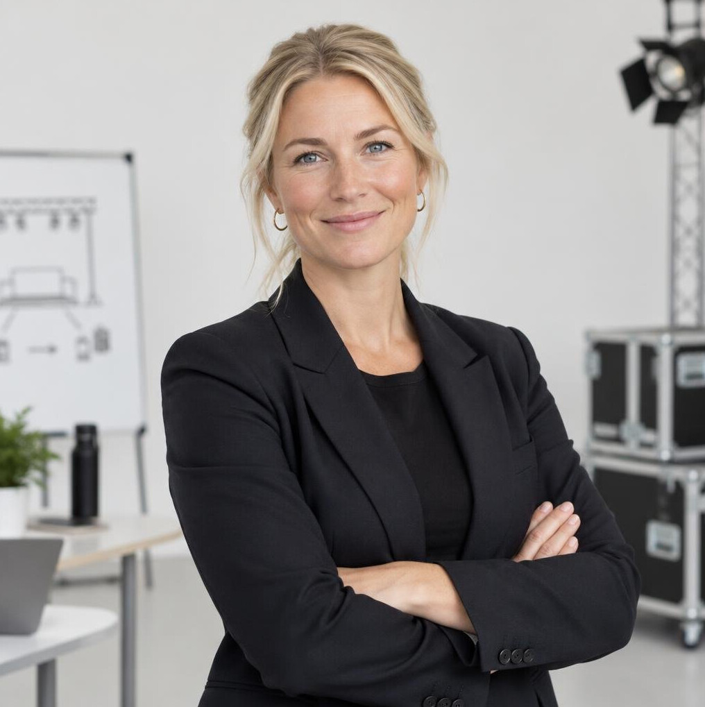 Confident woman instructor in a studio