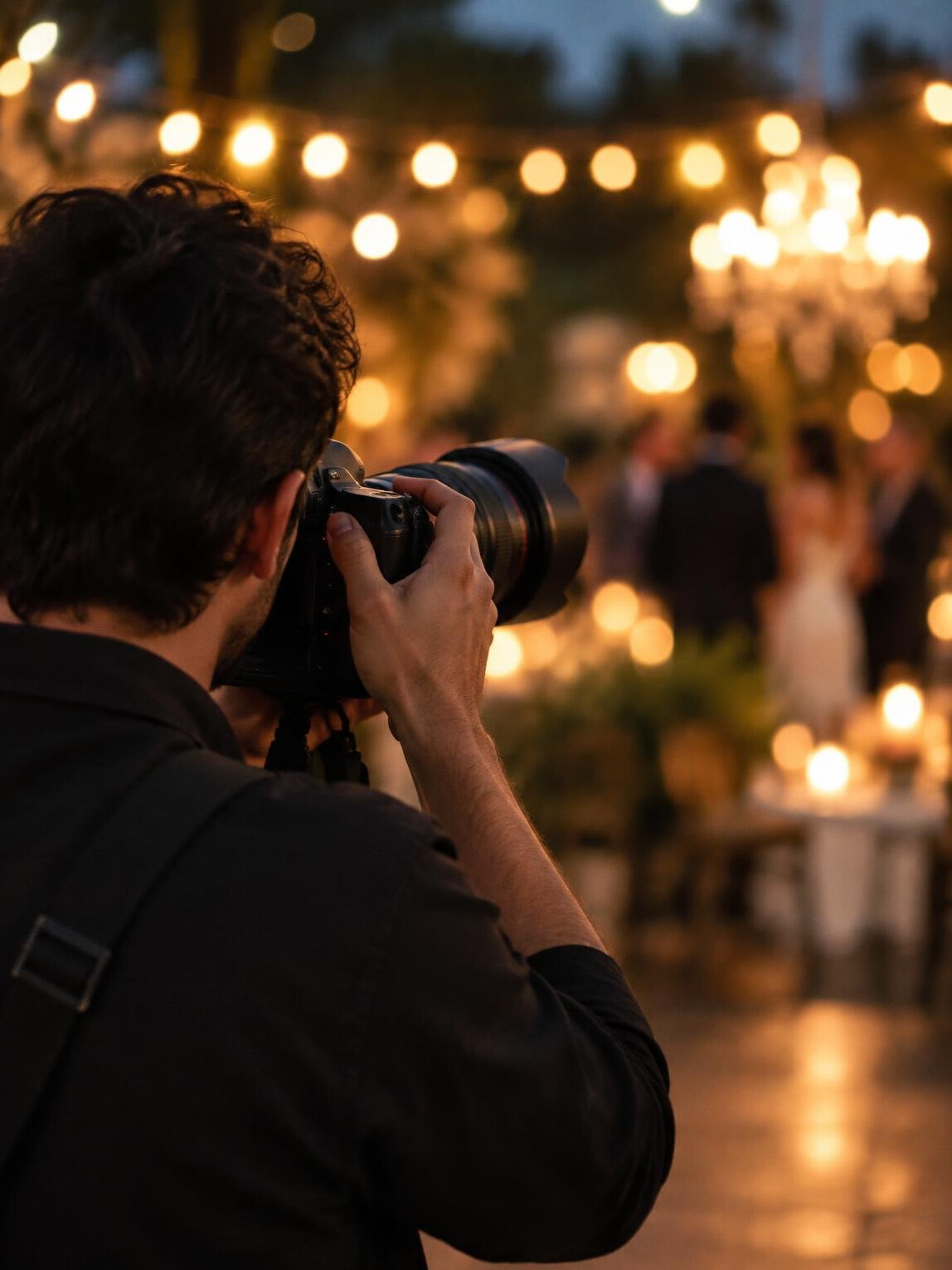 Photographer holding a camera at an event